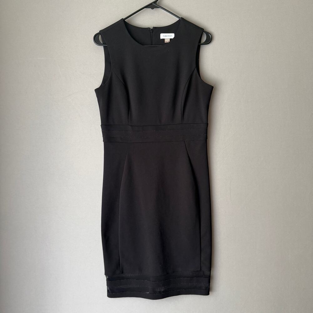 Calvin Klein sz 8 black work career sheath midi dress